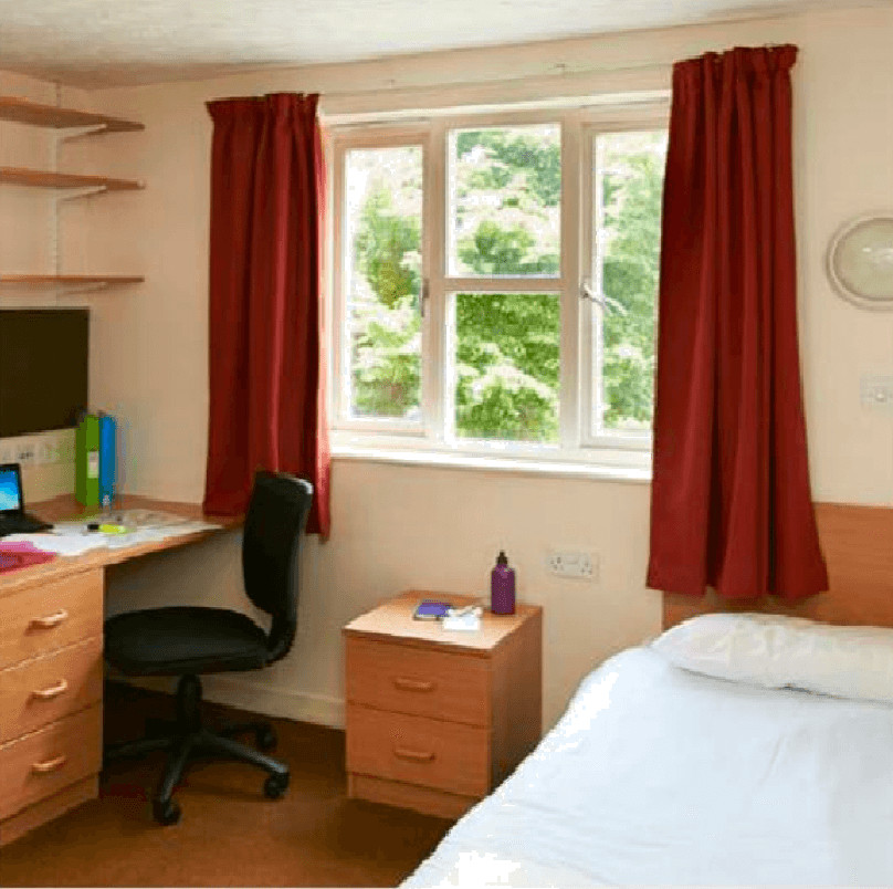 A picture of a dorm room at the university